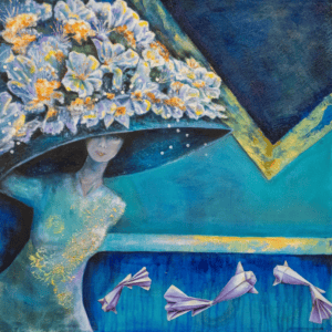 "Flowered Gainsborough Hat in blue" By Gail A. McFarland